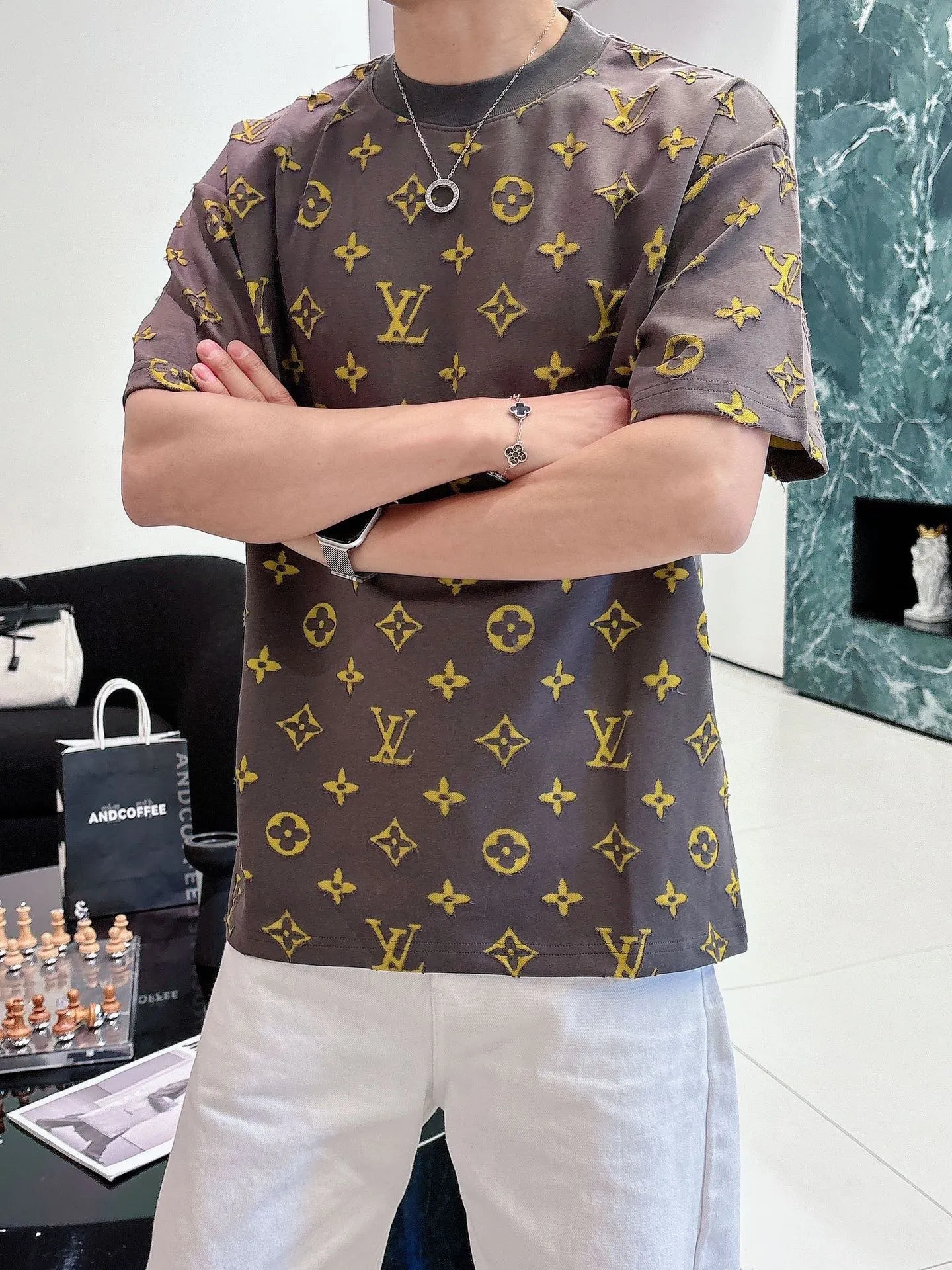Louis Vuitton/Louis Vuitton 26ss full width presbyopia burnt short sleeves